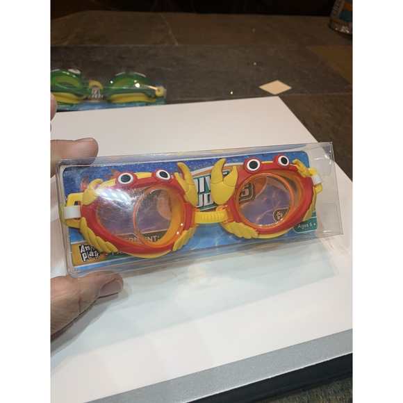Swim Goggles For Kids 2 Pair RED CRAB And Green Frog Design Dive Buddies… - Picture 6 of 12